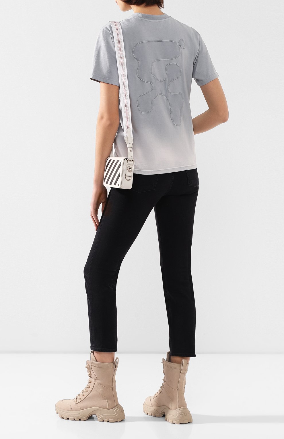 Хлопковая футболка OFF-WHITE серого цвета по цене 23350 руб., арт. 0WAA049R20F291240808, фото 2 Хлопковая футболка OFF-WHITE, арт. 0WAA049R20F291240808, фото 2