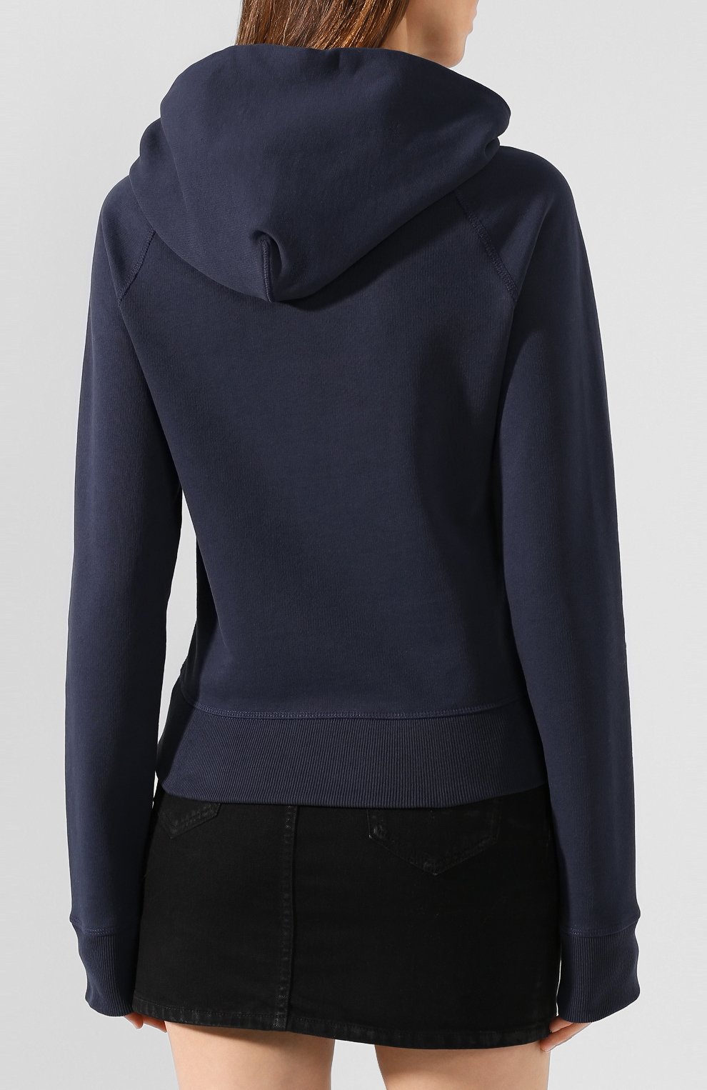 Хлопковое худи HELMUT LANG темно-синего цвета по цене 37750 руб., арт. J07DW503, фото 4 Хлопковое худи HELMUT LANG, арт. J07DW503, фото 4