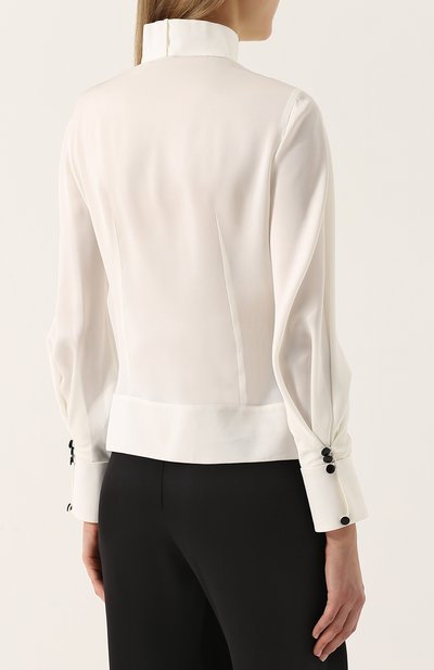 Приталенная шелковая блуза с воротником-стойкой GIORGIO ARMANI, арт. ZAC25T/ZA48C, фото 4