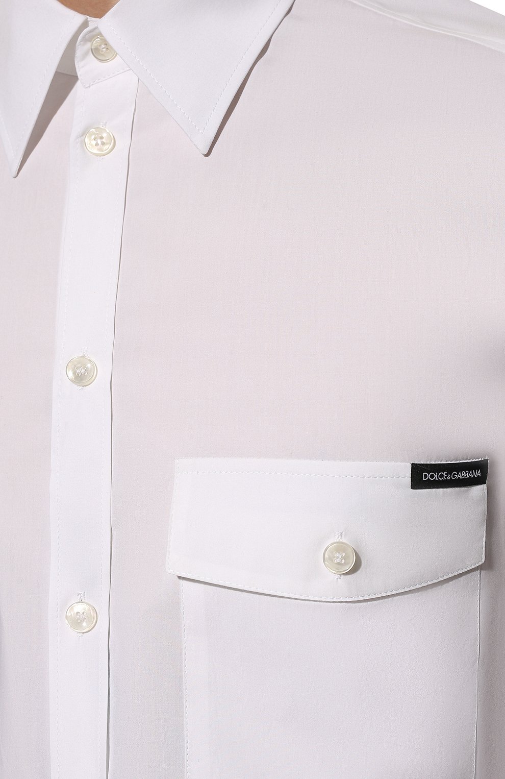 Хлопковая рубашка DOLCE & GABBANA белого цвета по цене 57450 руб., арт. G5JA6T/FU5T9, фото 5 Хлопковая рубашка DOLCE & GABBANA, арт. G5JA6T/FU5T9, фото 5