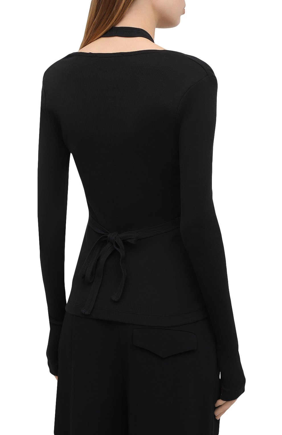 Хлопковый пуловер HELMUT LANG черного цвета по цене 23250 руб., арт. K10HW513, фото 4 Хлопковый пуловер HELMUT LANG, арт. K10HW513, фото 4