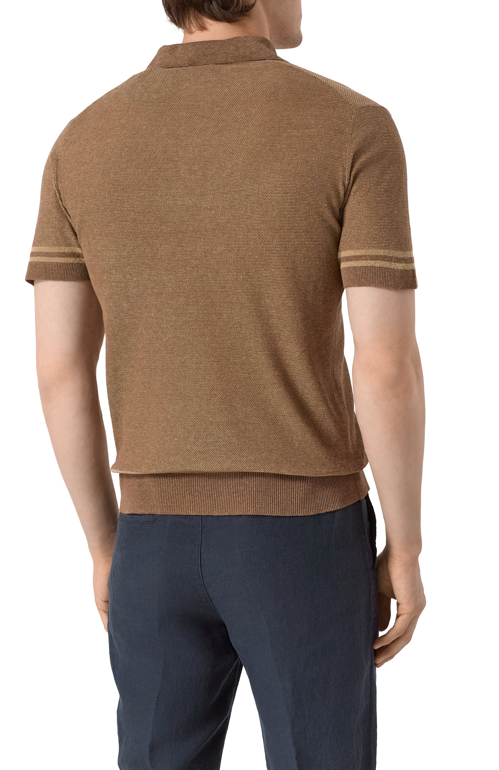 Поло из шелка и льна CORNELIANI коричневого цвета по цене 79950 руб., арт. 25M562-2525177, фото 4 Поло из шелка и льна CORNELIANI, арт. 25M562-2525177, фото 4