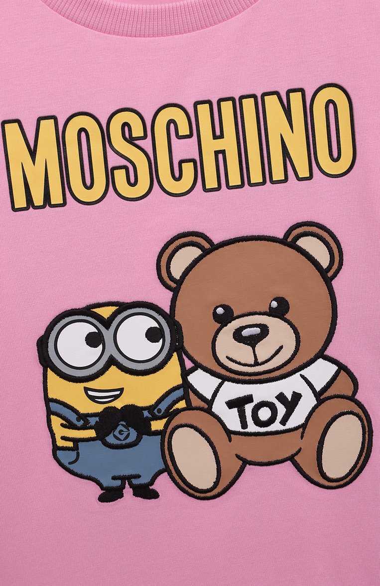 Детское хлопковое платье MOSCHINO розового цвета, арт. HAV0AH/LBA00/4A-8A | Фото 3 (Материал внешний: Хлопок; Рукава: Короткие; Девочки Кросс-КТ: Платье-одежда; Случай: Повседневный; Тематический товар: Teddy Bear; Региональные ограничения белый список (Axapta Mercury): Не проставлено; Нос: Не проставлено; Ростовка одежда: 4 года | 104 см, 5 лет | 110 см, 6 лет | 116 см, 8 лет | 128 см)