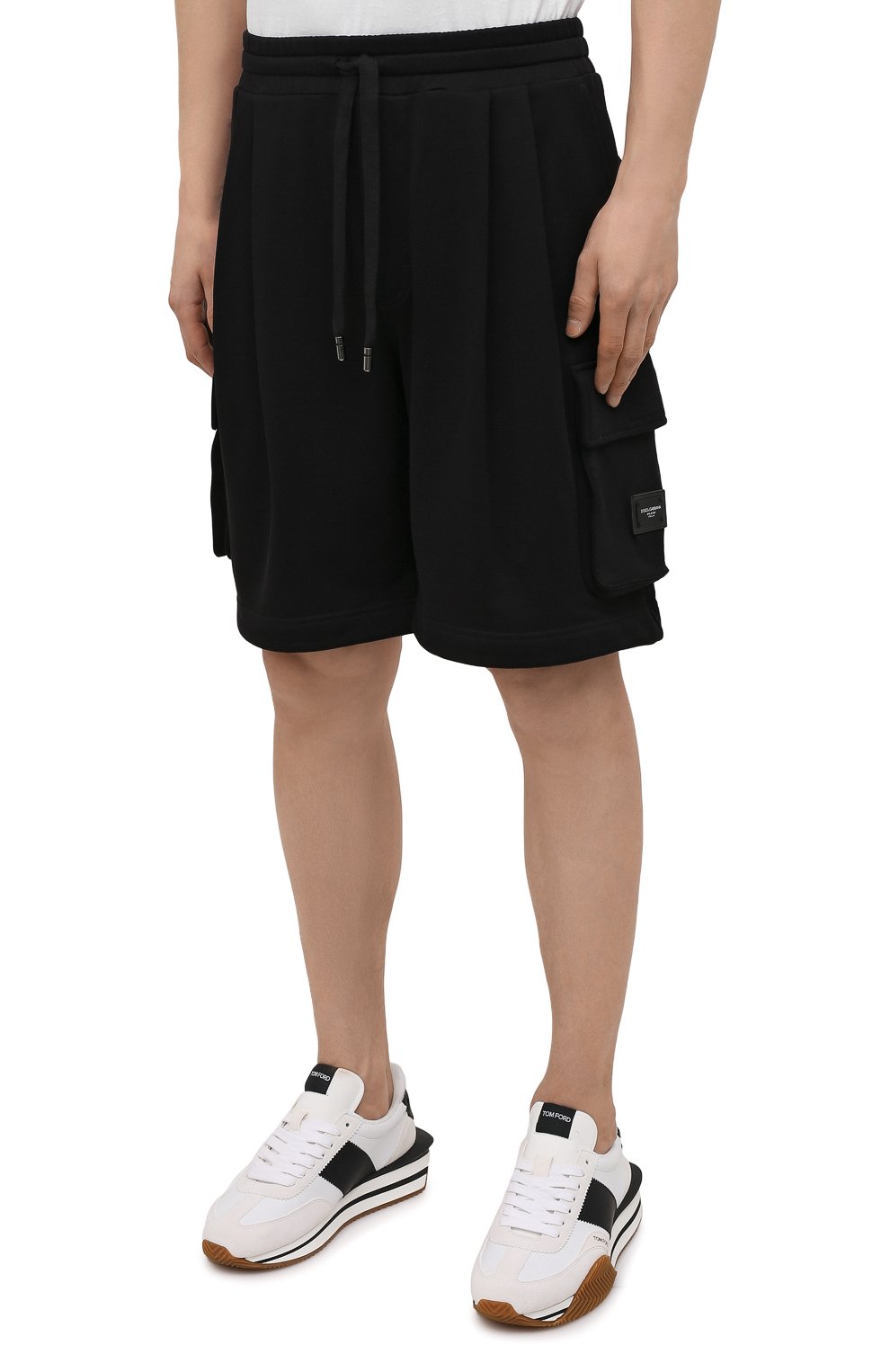 Хлопковые шорты DOLCE & GABBANA черного цвета по цене 65300 руб., арт. GYSJAT/FU7DU, фото 3 Хлопковые шорты DOLCE & GABBANA, арт. GYSJAT/FU7DU, фото 3