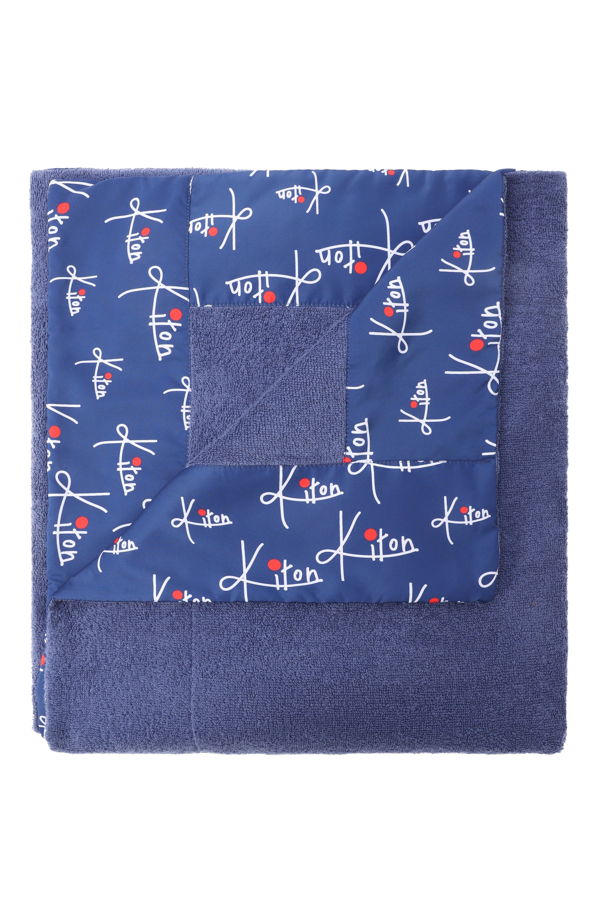 Хлопковое полотенце KITON синего цвета по цене 53050 руб., арт. UTLM02S26123, фото 1 Хлопковое полотенце KITON, арт. UTLM02S26123, фото 1