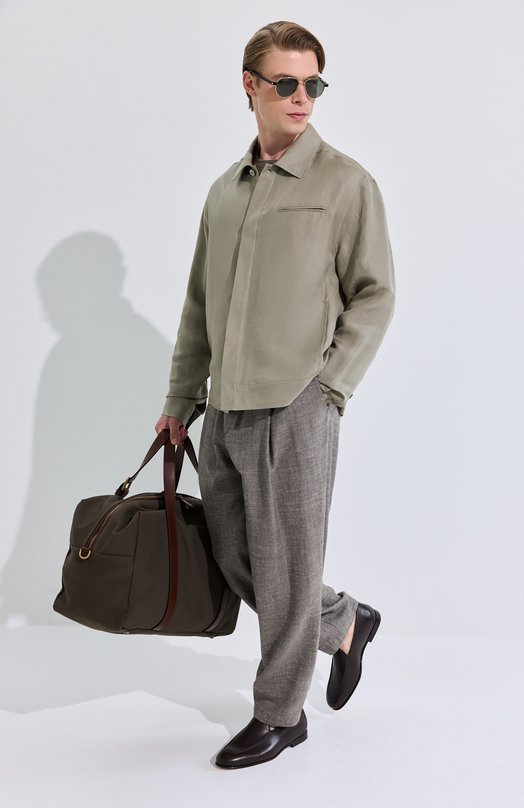 Брюки изо льна и шелка Giorgio Armani GM002253/TE20785 Коричневый  GM002253/TE20785 Фото 6