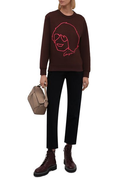 Хлопковый свитшот KENZO коричневого цвета по цене 26650 руб., арт. FB62SW8354ML, фото 2 Хлопковый свитшот KENZO, арт. FB62SW8354ML, фото 2