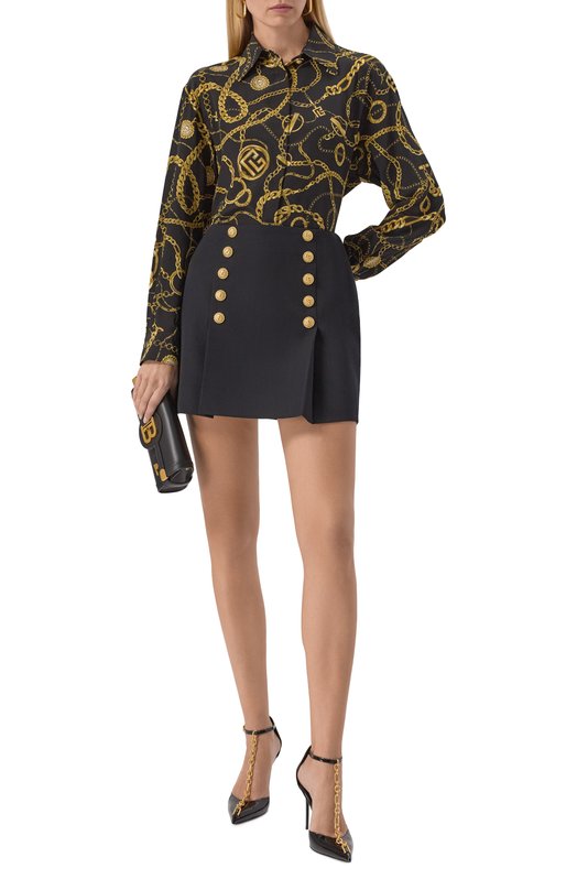 Шелковая рубашка Balmain FF1HS435/SF00 Чёрный  FF1HS435/SF00 Фото 2