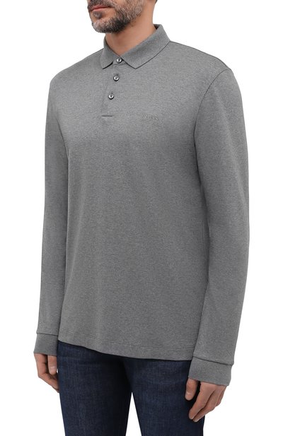 Хлопковое поло BOSS серого цвета по цене 12400 руб., арт. 50391826, фото 3 Хлопковое поло BOSS, арт. 50391826, фото 3