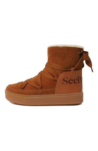 Замшевые полусапоги SEE BY CHLOÉ коричневого цвета по цене 39650 руб., арт. SB35151A14210221, фото 4 Замшевые полусапоги SEE BY CHLOÉ, арт. SB35151A14210221, фото 4