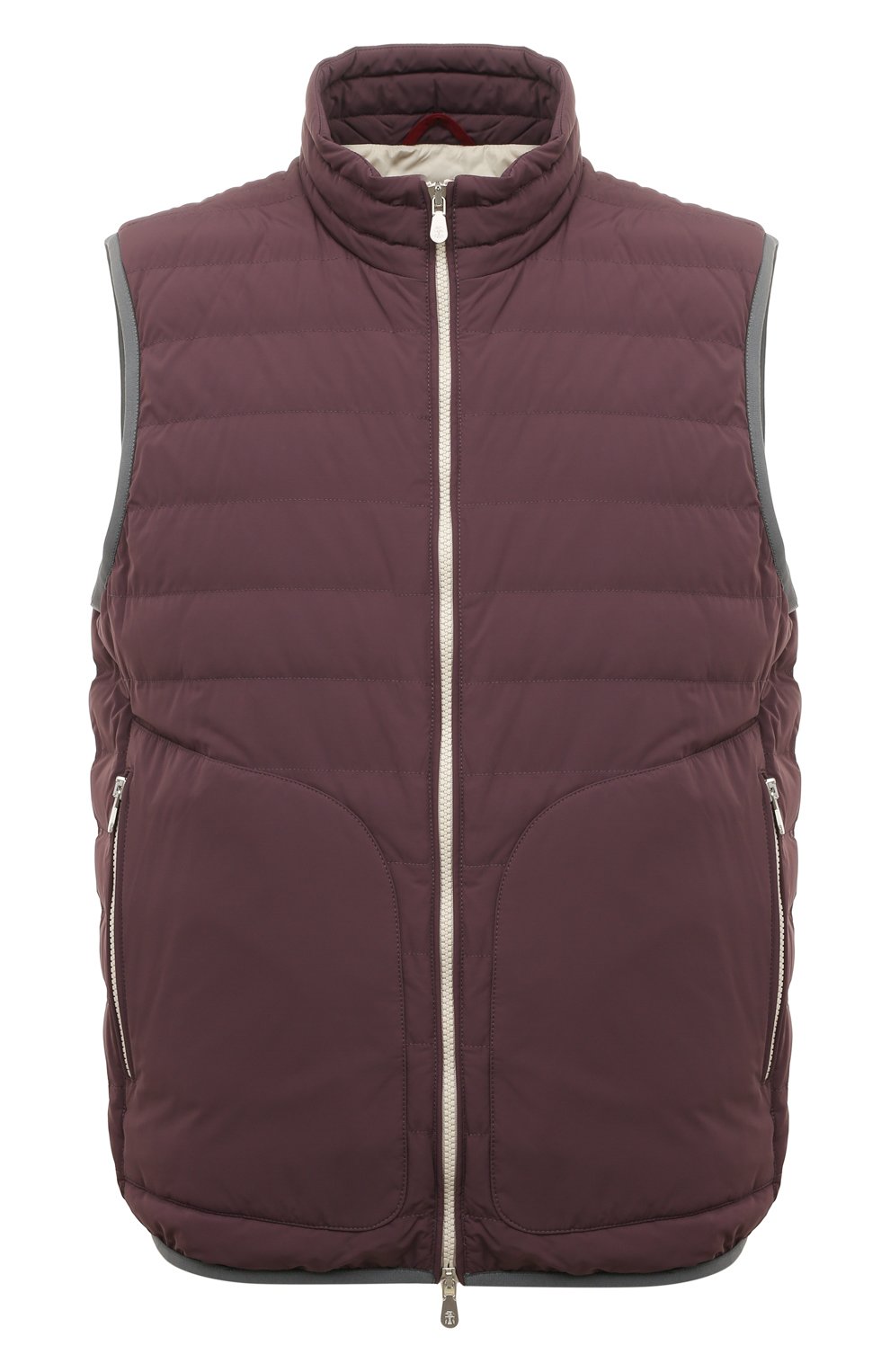 Пуховый жилет BRUNELLO CUCINELLI бордового цвета по цене 165000 руб., арт. MM403B2226, фото 1 Пуховый жилет BRUNELLO CUCINELLI, арт. MM403B2226, фото 1
