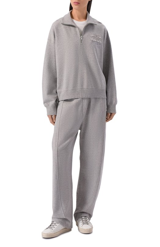 Хлопковые брюки Ganni A1080058 Серый  A1080058 Фото 2