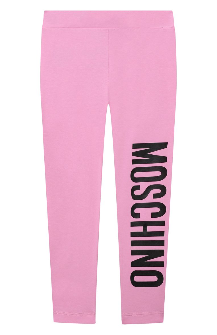 Детские хлопковые легинсы MOSCHINO розового цвета, арт. H4P047/LBA00/10 | Фото 1 (Материал внешний: Хлопок; Девочки Кросс-КТ: Леггинсы-одежда; Нос: Не проставлено)