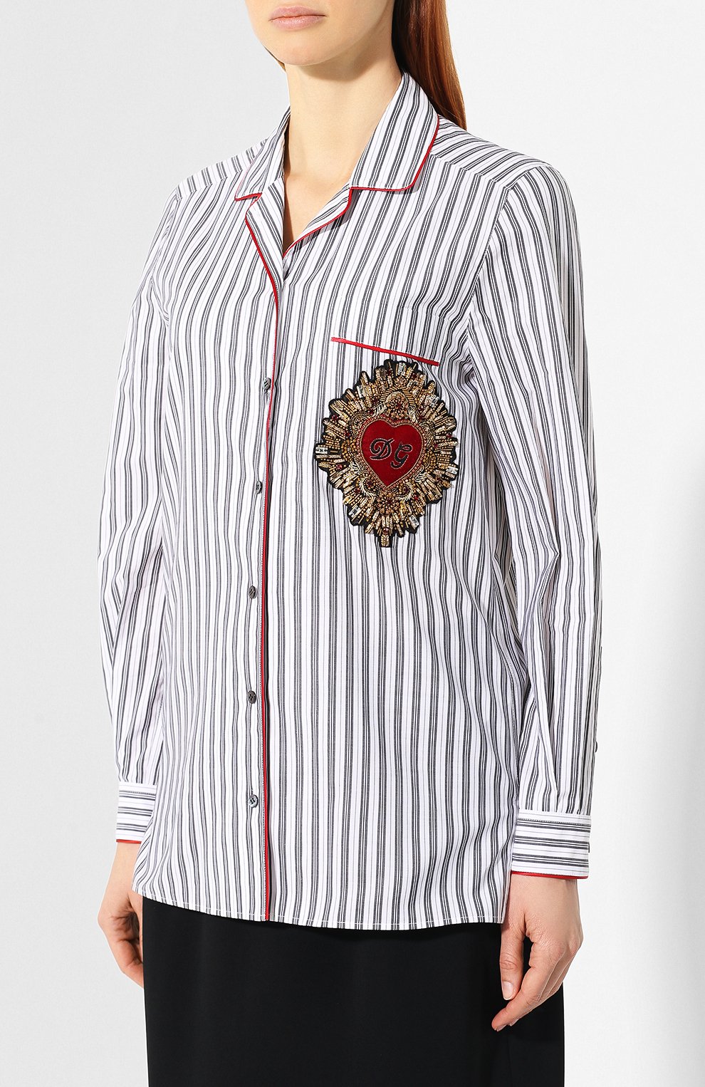 Рубашка из смеси хлопка и шелка DOLCE & GABBANA светло-серого цвета по цене 136500 руб., арт. F5G56Z/FB5M5, фото 3 Рубашка из смеси хлопка и шелка DOLCE & GABBANA, арт. F5G56Z/FB5M5, фото 3