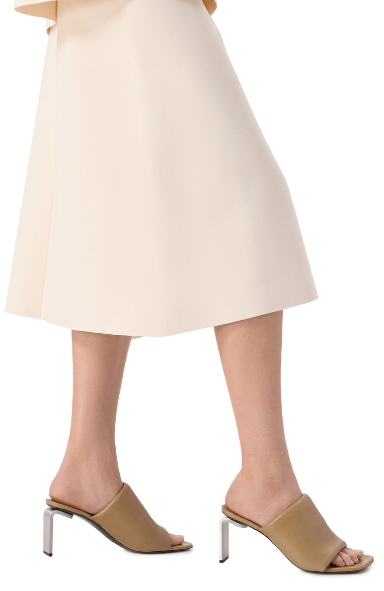 Женские кожаные мюли JIL SANDER бежевого цвета, арт. J15WP0168-P8226 | Фото 3 (Подошва: Плоская; Материал внешний: Натуральная кожа; Материал внутренний: Натуральная кожа; Каблук высота: Высокий; Каблук тип: Фигурный)