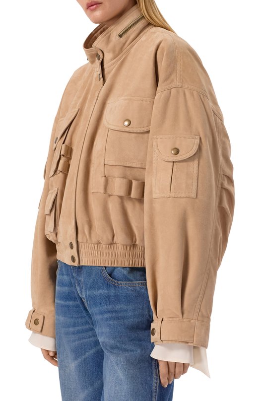 Замшевый бомбер Balmain GF0TFA85/LB12 Бежевый  GF0TFA85/LB12 Фото 3