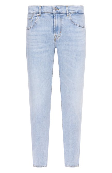 Мужские джинсы 7 FOR ALL MANKIND голубого цвета, арт. 7T042R51 | Фото 1 (Драгоценные камни: Проста�влено; Длина (брюки, джинсы): Стандартные; Материал внешний: Хлопок; Материал сплава: Проставлено)