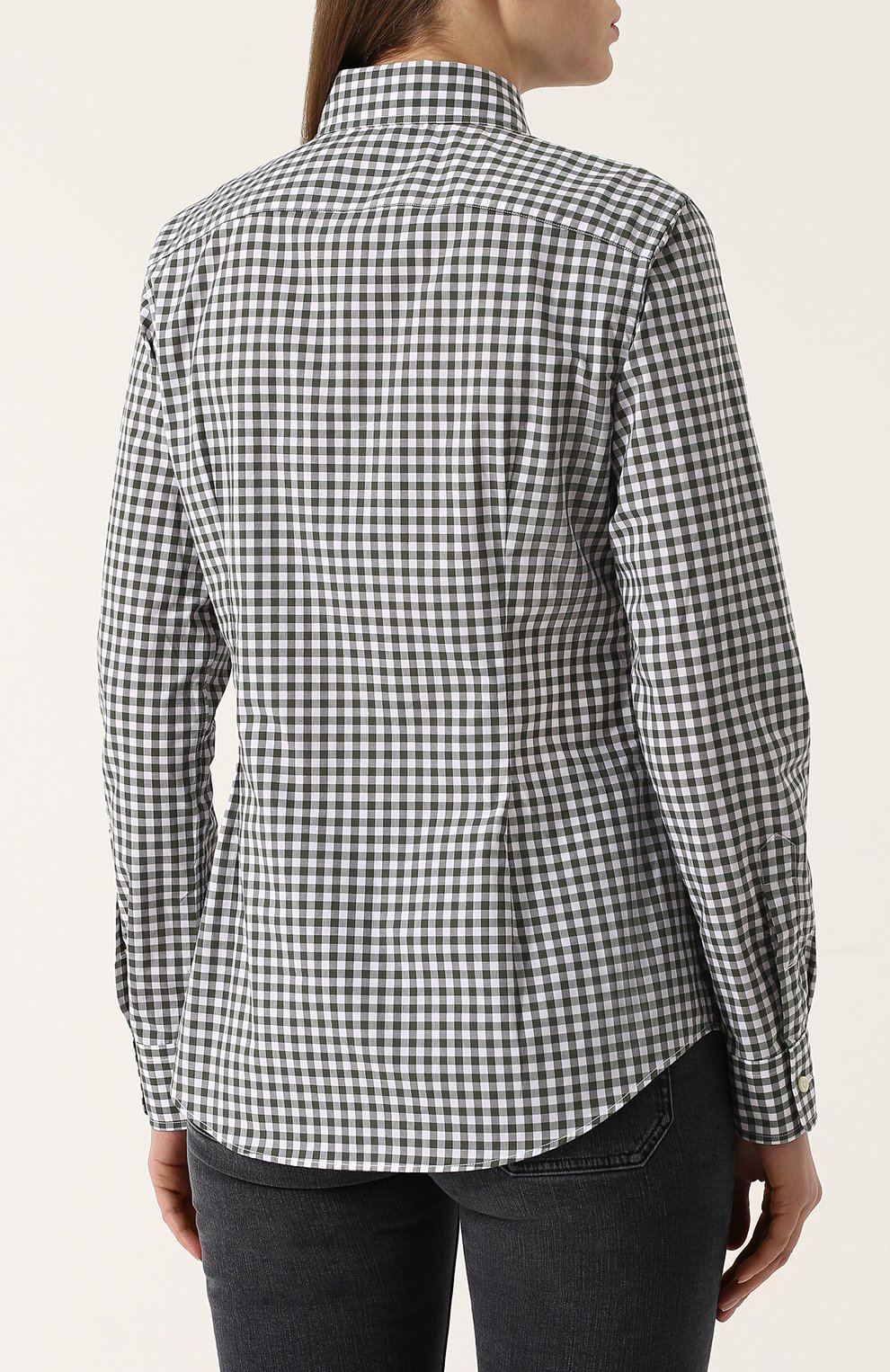 Приталенная хлопковая блуза в клетку POLO RALPH LAUREN, арт. 211684075, фото 4