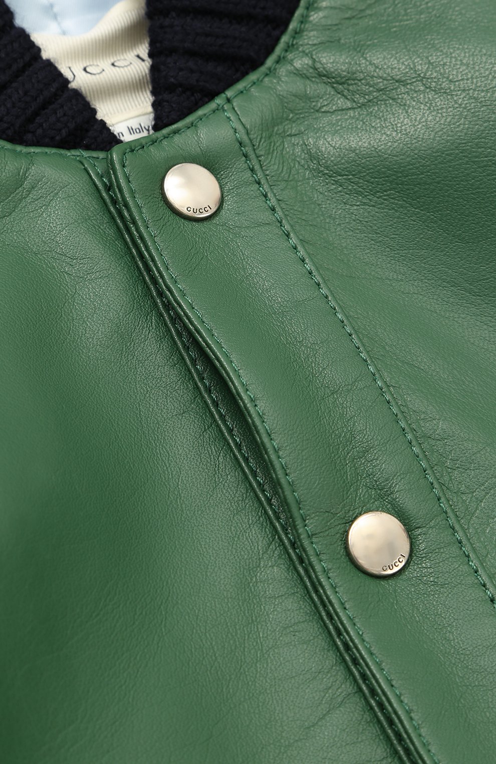 Кожаный бомбер с контрастными манжетами GUCCI, арт. 459224/XG355, фото 3