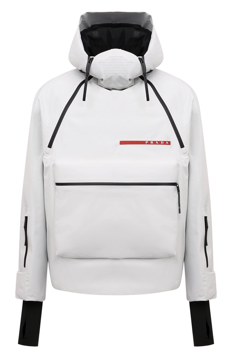 Мужская утепленный анорак PRADA белого цвета, арт. SGB799-1ZIW-F0K74-202 | Фото 1 (Рукава: Длинные; Длина (верхняя одежда): Короткие; Материал внешний: Синтетический материал; Кросс-КТ: другое, Куртка; Стили: Спорт-шик)