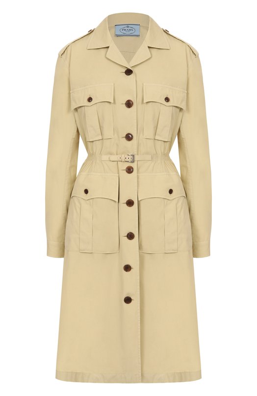 Хлопковое платье Prada P3N24E/15B5 Бежевый P3N24E/15B5