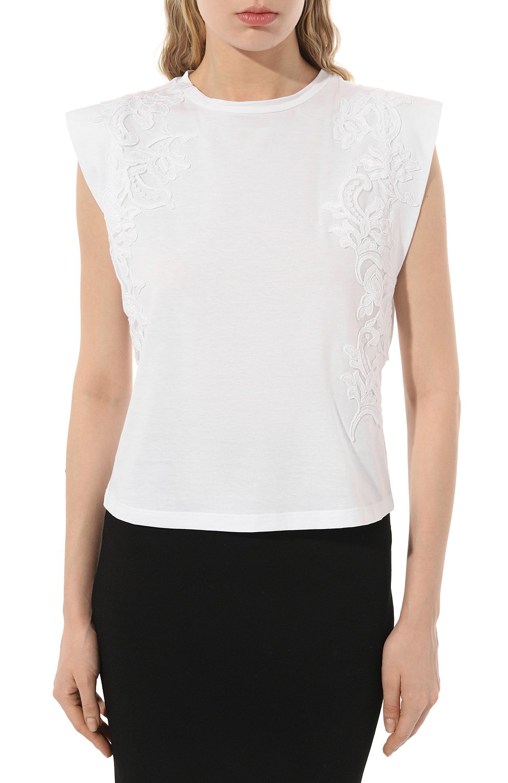 Хлопковая футболка ERMANNO FIRENZE белого цвета по цене 25050 руб., арт. D42EL033, фото 3 Хлопковая футболка ERMANNO FIRENZE, арт. D42EL033, фото 3