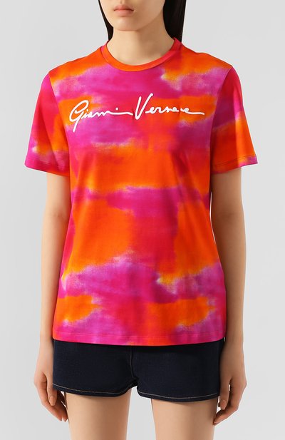 Хлопковая футболка VERSACE разноцветного цвета по цене 68000 руб., арт. A85758/A233409, фото 3 Хлопковая футболка VERSACE, арт. A85758/A233409, фото 3