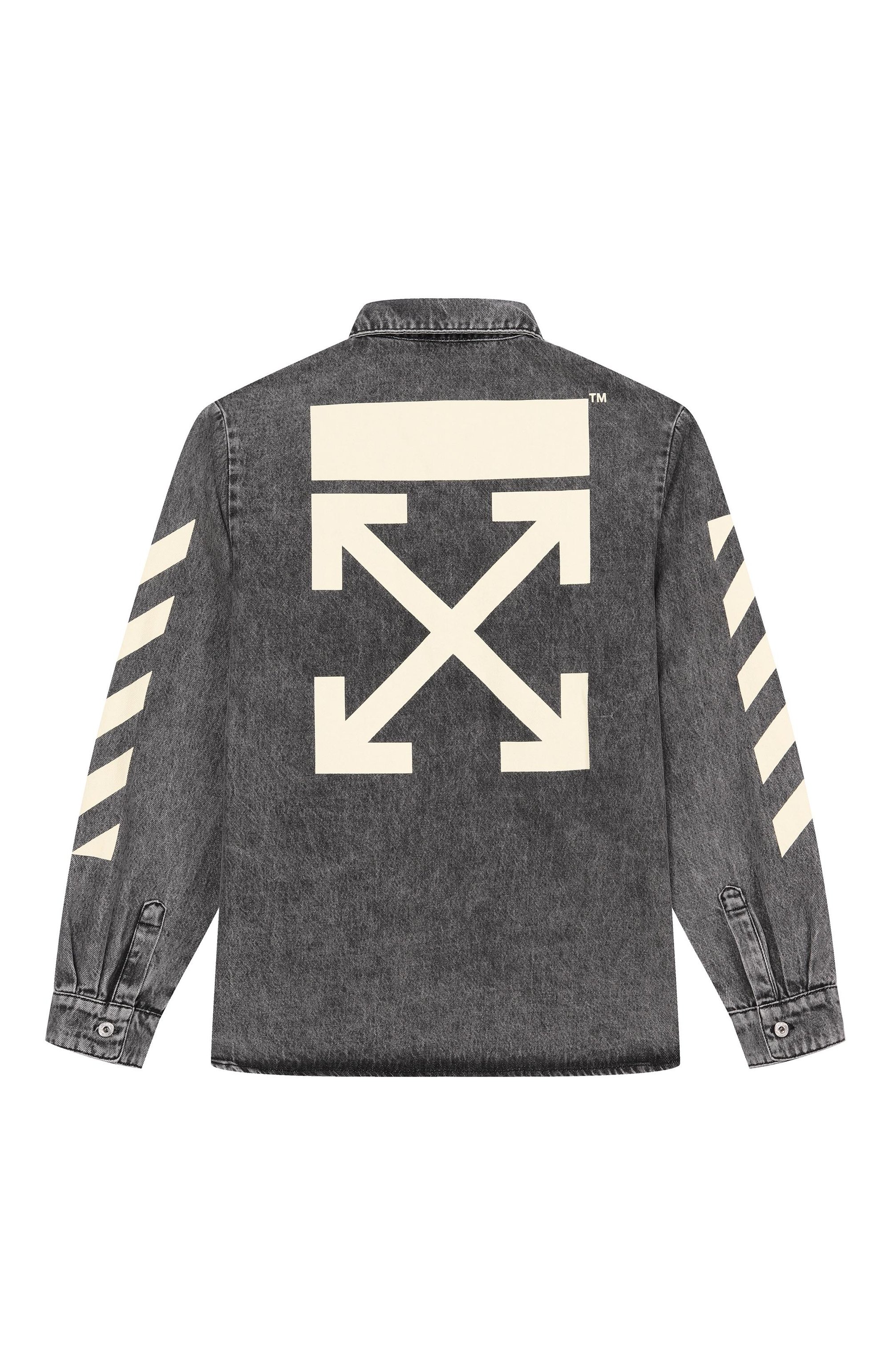 Джинсовая рубашка OFF-WHITE темно-серого цвета по цене 30850 руб., арт. 0BYD001S26DEN001, фото 2 Джинсовая рубашка OFF-WHITE, арт. 0BYD001S26DEN001, фото 2