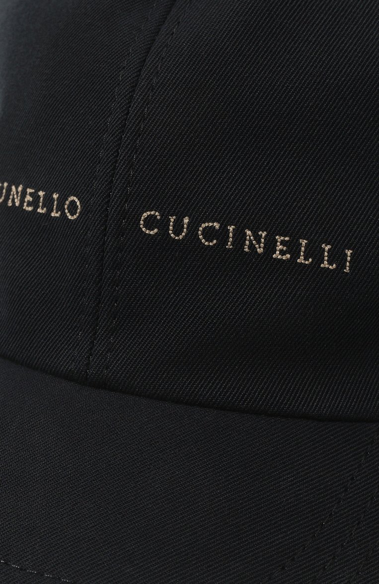 Мужская хлопковая бейсболка BRUNELLO CUCINELLI темно-синего цвета, арт. M252D9977 | Фото 4 (Нос: Не проставлено; Материал сплава: Проставлено; Материал: Текстиль, Хлопок)