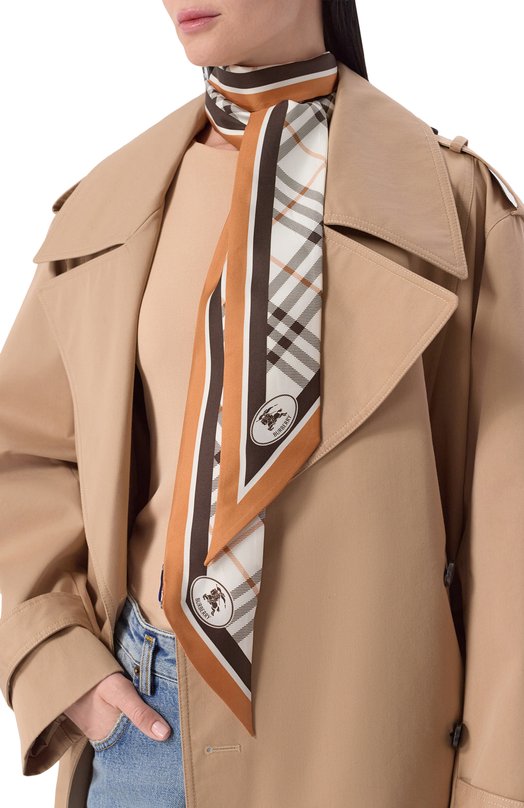 Шелковый шарф-твилли Burberry 8120320 Бежевый  8120320 Фото 2