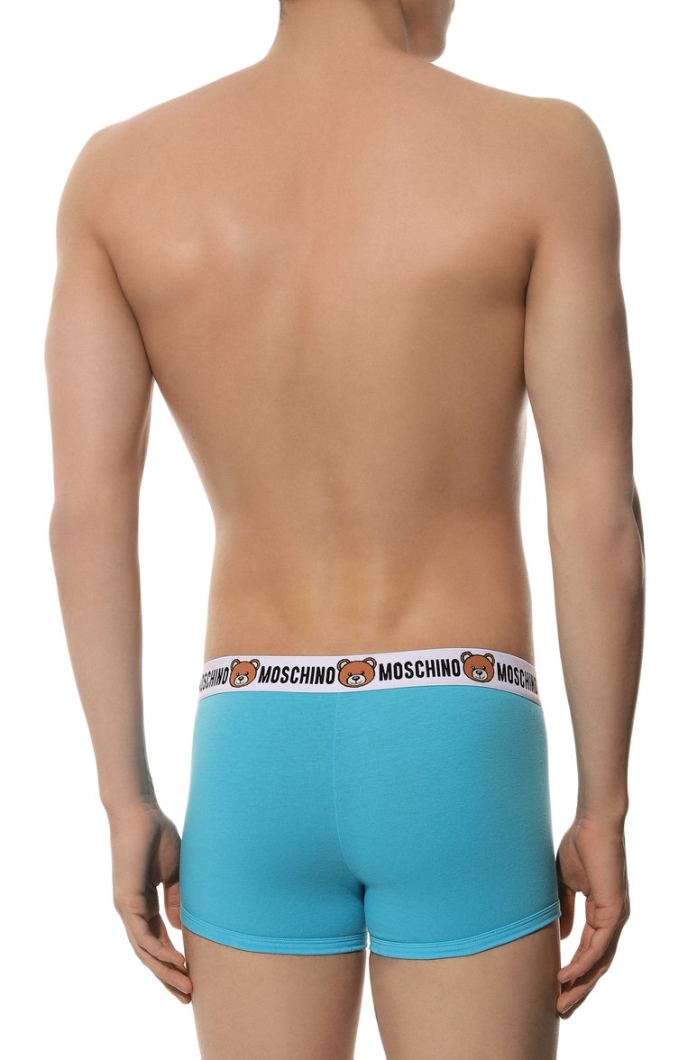 Мужские комплект из двух боксеров MOSCHINO голубого цвета, арт. 231V1/A1387/4402 | Фото 3 (Материал сплава: Проставлено; Нос: Не проставлено; Материал внешний: Хлопок; Кросс-КТ: бельё; Мужское Кросс-КТ: Трусы; Тематический товар: Teddy Bear; Трусы М: Боксеры)