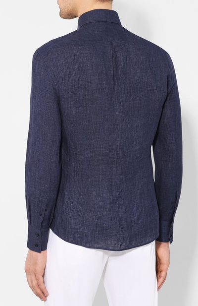 Льняная рубашка BRUNELLO CUCINELLI темно-синего цвета по цене 48900 руб., арт. MF6301718, фото 4 Льняная рубашка BRUNELLO CUCINELLI, арт. MF6301718, фото 4