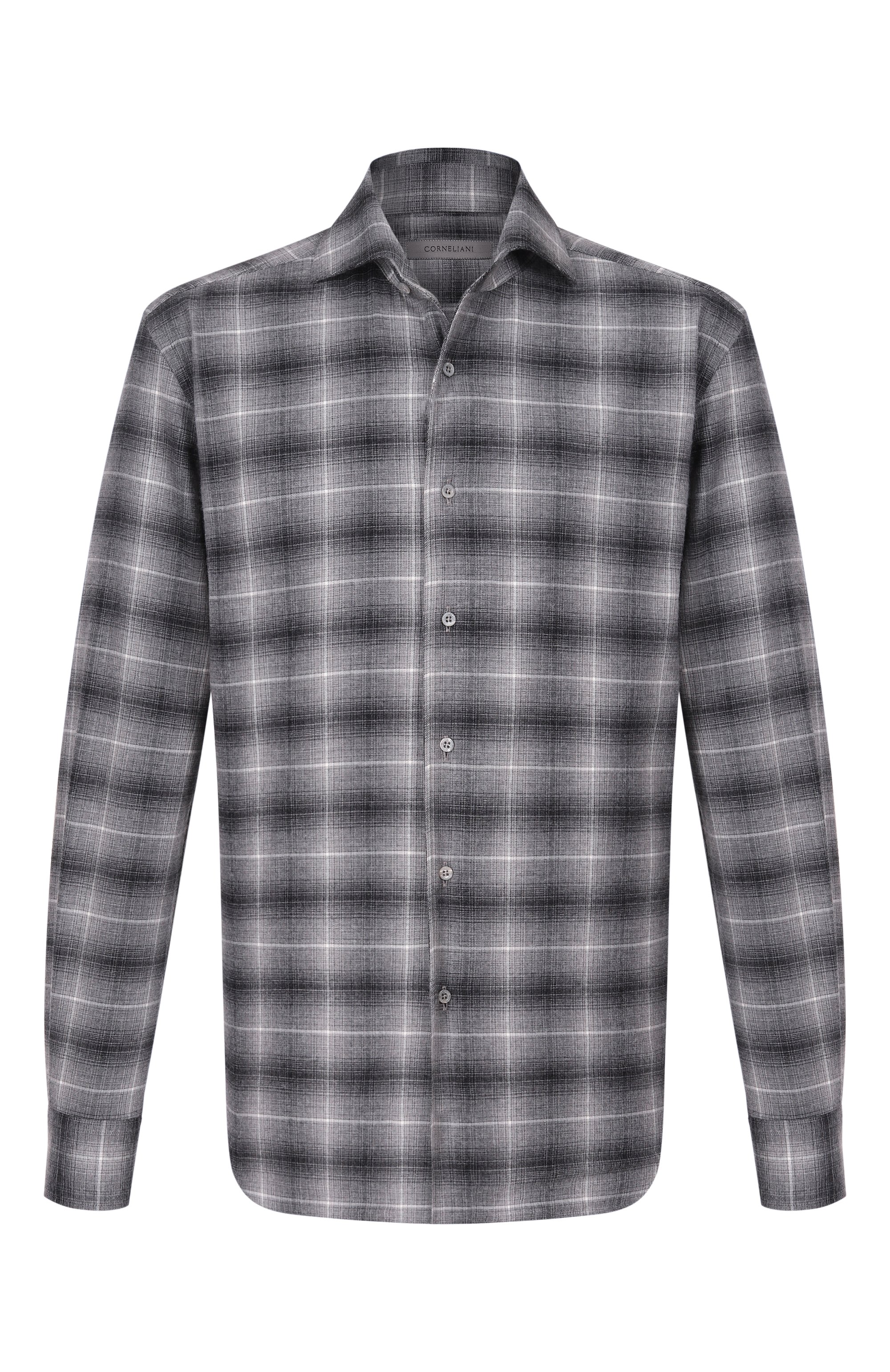 Рубашка из хлопка и кашемира CORNELIANI серого цвета по цене 46850 руб., арт. 26P156-2611629, фото 1 Рубашка из хлопка и кашемира CORNELIANI, арт. 26P156-2611629, фото 1