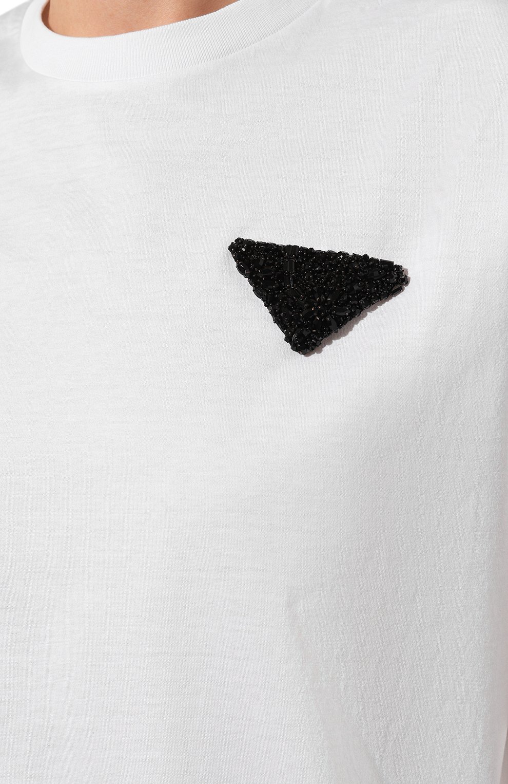 Хлопковая футболка PRADA белого цвета по цене 95000 руб., арт. 35838R-1Z5O-F0009-162, фото 5 Хлопковая футболка PRADA, арт. 35838R-1Z5O-F0009-162, фото 5