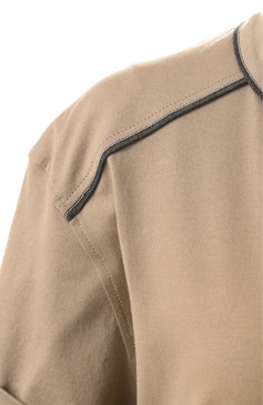 Женский хлопковый топ BRUNELLO CUCINELLI бежевого цвета, арт. M0T81FP330 | Фото 6 (Драгоценные камни: Проставлено; Рукава: Короткие; Длина (для топов): Стандартные; Материал сплава: Проставлено; Стили: Кэжуэл; Материал внешний: Хлопок)