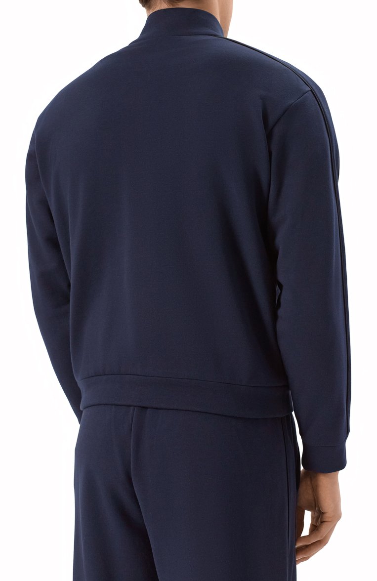Мужской толстовка из хлопка и кашемира GIORGIO ARMANI темно-синего цвета, арт. GM001096/TE11705 | Фото 4 (Длина (для топов): Стандартные; Материал внешний: Хлопок; Рукава: Длинные; Мужское Кросс-КТ: Толстовка-одежда; Стили: Спорт-шик)