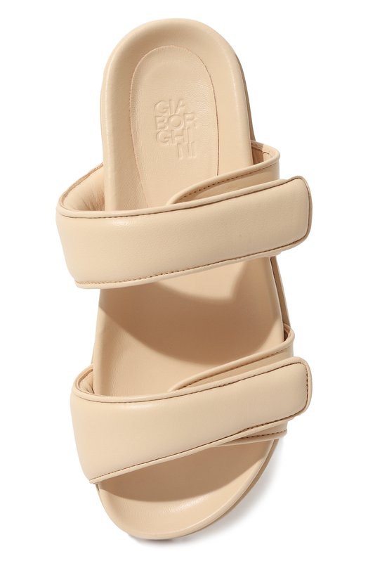 Кожаные шлепанцы Perni 11 GIABORGHINI Кремовый, фото 6