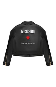 Детская куртка из экокожи MOSCHINO черного цвета, арт. HDS04J/L6A12/10-14 | Фото 2 (Рукава: Длинные; Материал внешний: Синтетический материал; Материал сплава: Проставлено; Материал подклада: Синтетический материал; Кросс-КТ: Демисезон; Драгоценные камни: Проставлено; Ростовка одежда: 10 - 11 лет | 140 - 146см, 12 лет | 152 см, 16 лет | 164 см)