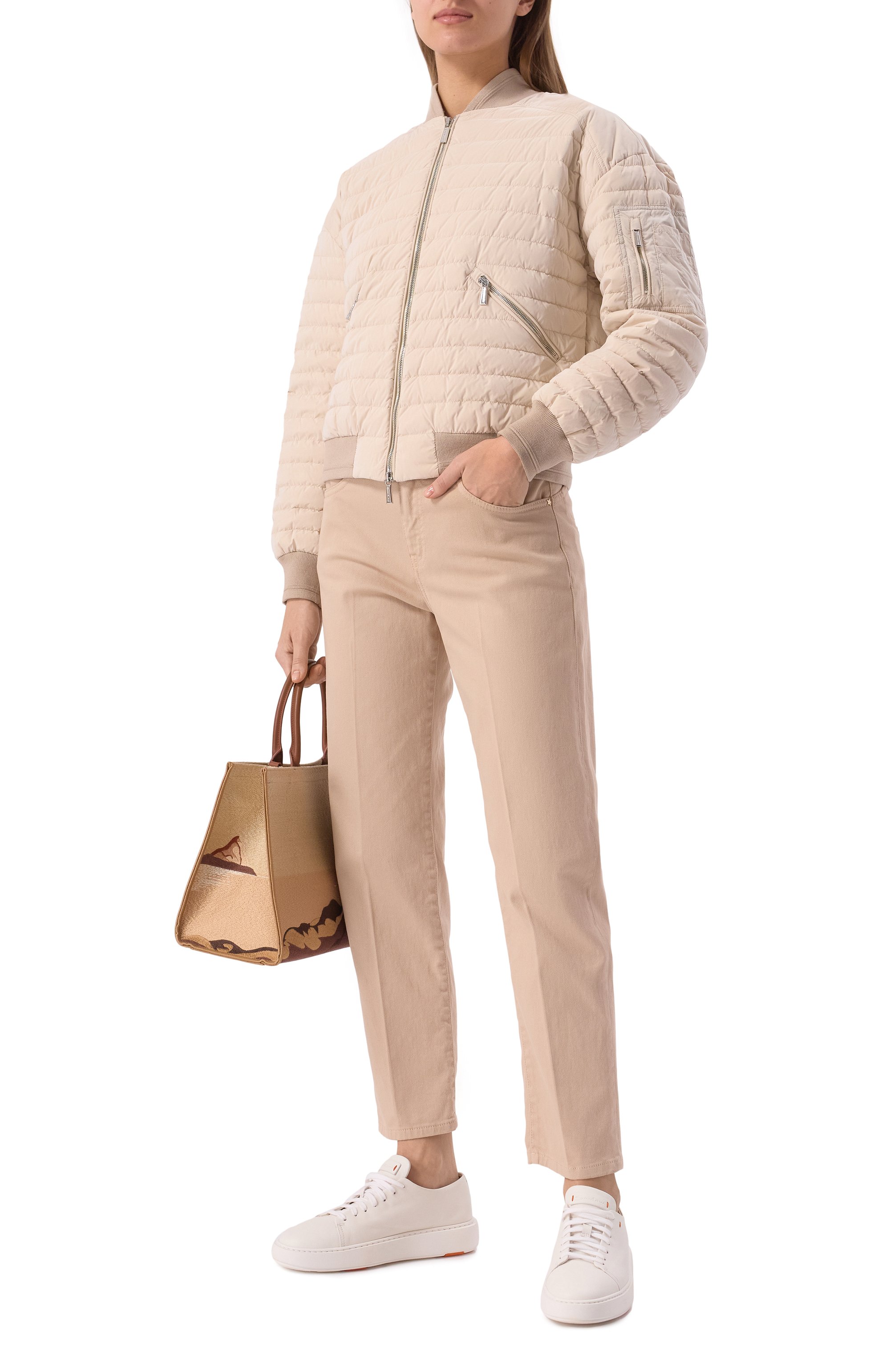 Бомбер MOORER кремового цвета по цене 143000 руб., арт. J0LANDA-0S, фото 2 Бомбер MOORER, арт. J0LANDA-0S, фото 2