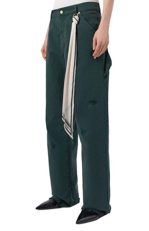 Хлопковые брюки Darkpark WTR58 FAP05/LISA-SILK SCARF AD0RNED L00SE FIT CARP Зелёный  WTR58 FAP05/LISA-SILK SCARF AD0RNED L00SE FIT CARP Фото 3