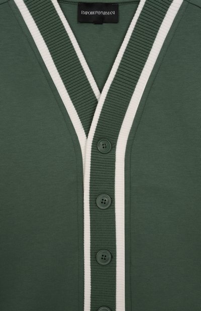 Хлопковый кардиган EMPORIO ARMANI зеленого цвета по цене 26350 руб., арт. EB000147/AF10126, фото 3 Хлопковый кардиган EMPORIO ARMANI, арт. EB000147/AF10126, фото 3