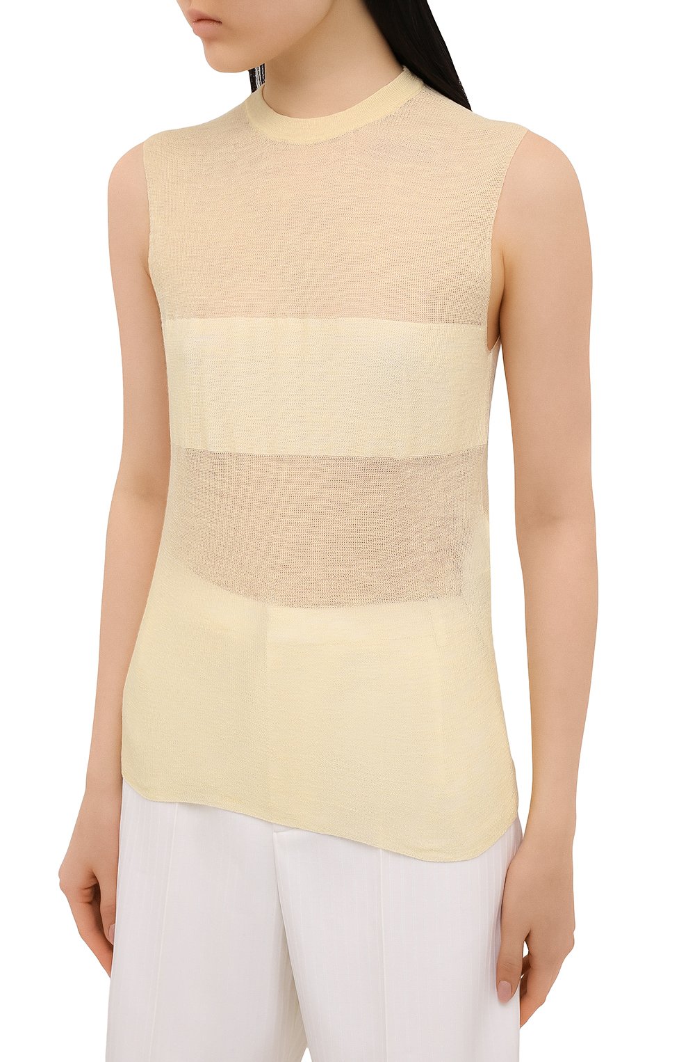 Шерстяной топ JIL SANDER желтого цвета по цене 79950 руб., арт. JSWS754303-WSY21298, фото 3 Шерстяной топ JIL SANDER, арт. JSWS754303-WSY21298, фото 3