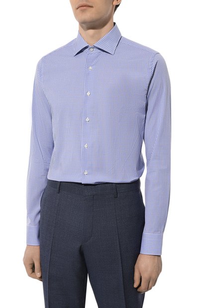 Хлопковая сорочка CANALI синего цвета по цене 27100 руб., арт. X98/GD03171, фото 4 Хлопковая сорочка CANALI, арт. X98/GD03171, фото 4