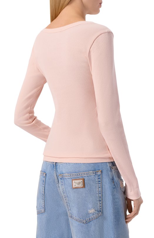 Хлопковый лонгслив-хенли Dolce & Gabbana F8W44T/FU7AV Розовый  F8W44T/FU7AV Фото 4
