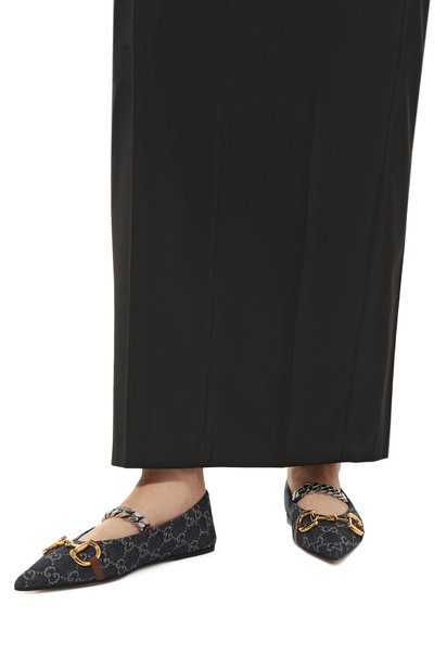 Текстильные балетки GUCCI синего цвета по цене 99360 руб., арт. 635101 2KQ80, фото 3 Текстильные балетки GUCCI, арт. 635101 2KQ80, фото 3