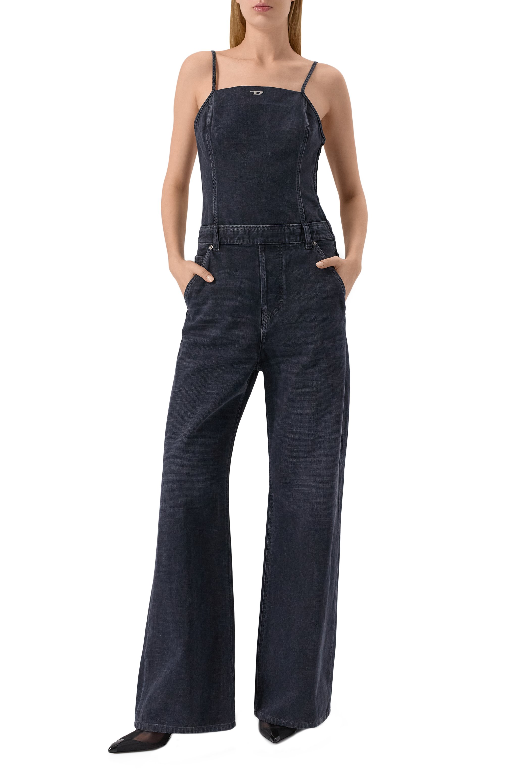 Джинсовый комбинезон DIESEL черного цвета по цене 38700 руб., арт. A14068/007Z9, фото 3 Джинсовый комбинезон DIESEL, арт. A14068/007Z9, фото 3