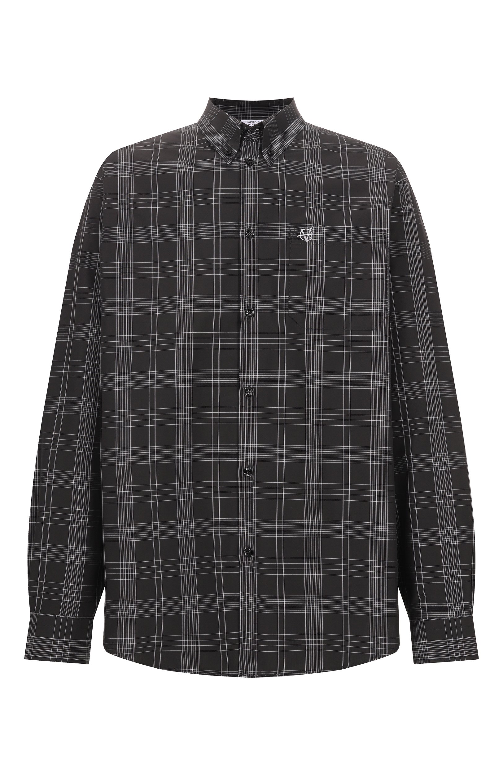 Хлопковая рубашка VETEMENTS темно-серого цвета по цене 109500 руб., арт. MH27SH059BC, фото 1 Хлопковая рубашка VETEMENTS, арт. MH27SH059BC, фото 1