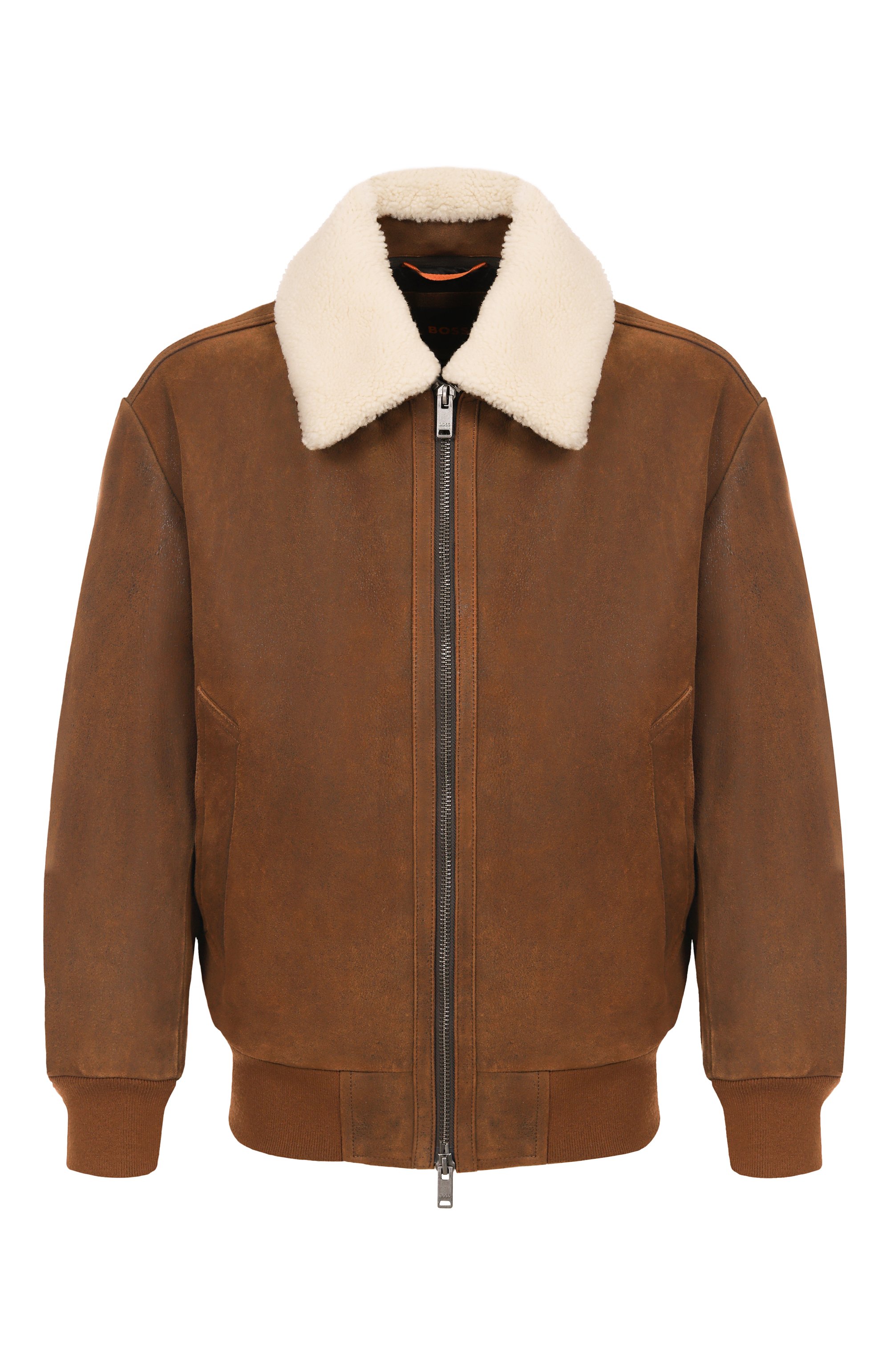 Кожаный бомбер с воротником из овчины BOSS ORANGE, арт. 50547567, фото 1