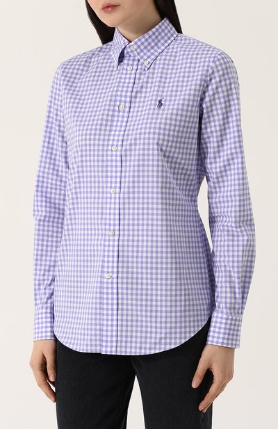 Приталенная хлопковая блуза в клетку POLO RALPH LAUREN, арт. 211684075, фото 3