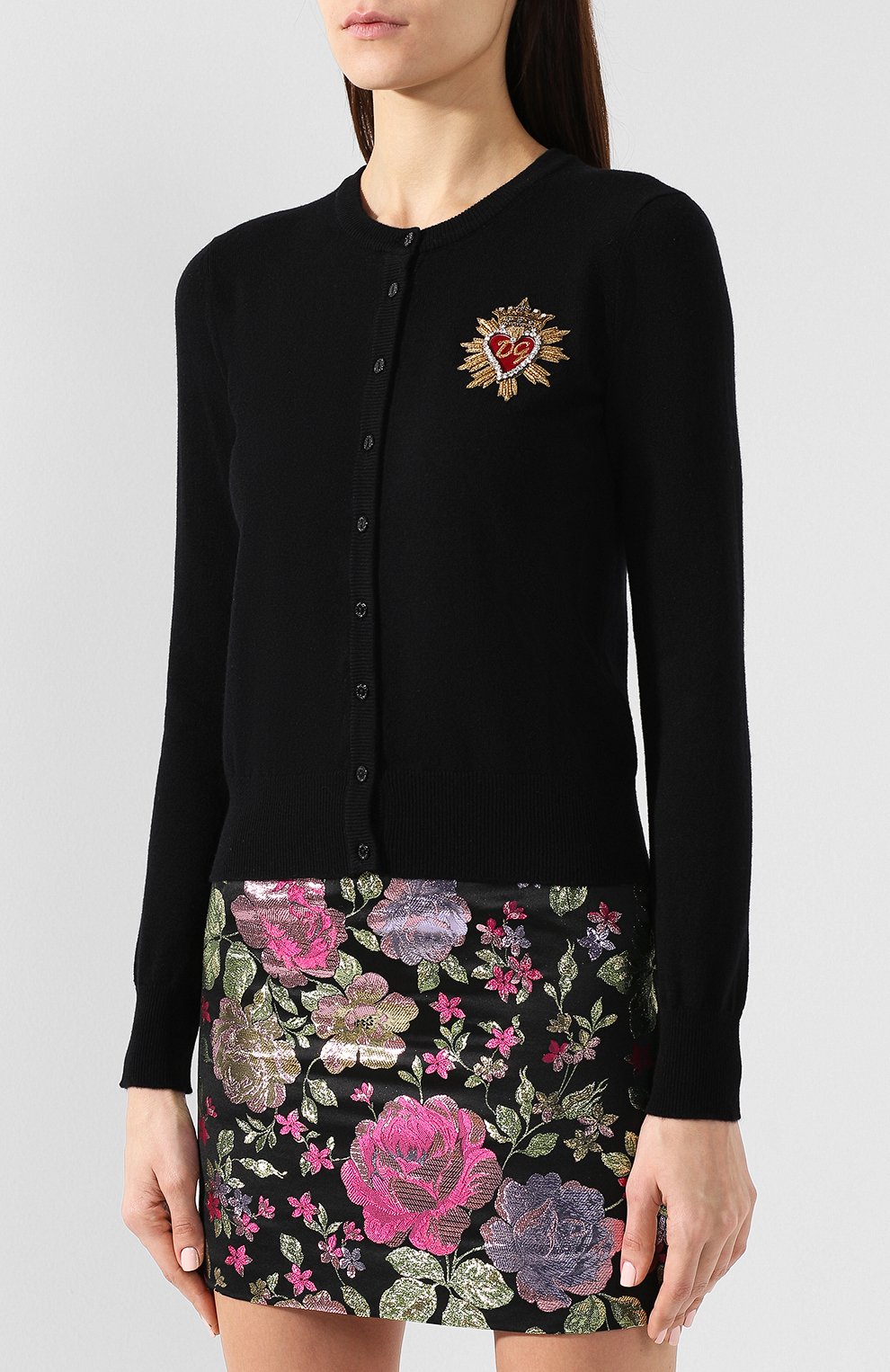 Кашемировый кардиган DOLCE & GABBANA черного цвета по цене 123000 руб., арт. FX106Z/JAWKZ, фото 3 Кашемировый кардиган DOLCE & GABBANA, арт. FX106Z/JAWKZ, фото 3